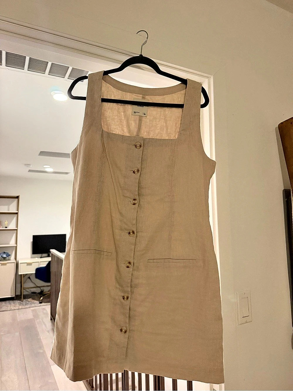 Abercrombie & Fitch Mara Linen Blend Vest Mini Dress Brown M